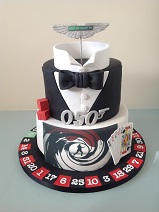 James Bond cake with cards